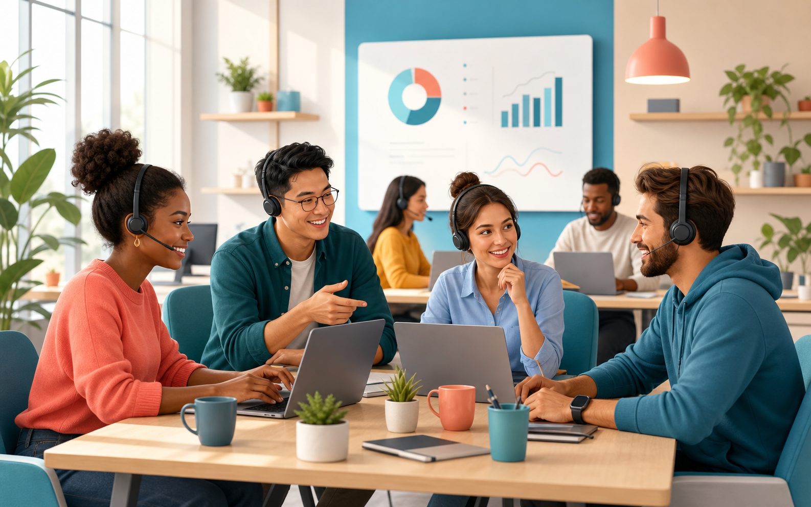 People discussing a business process in an office
